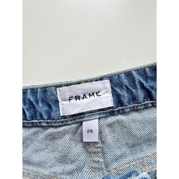 FRAME Le Grand Garcon Montgrove Rips Mid Rise Distressed Denim Shorts, Size 25 - Picture 11 of 14